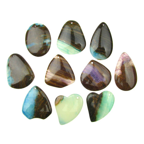 Pandantiv piatră naturală AGATE ASSORTE culori și forme 32 ~ 39x39 ~ 47x6 ~ 7 mm