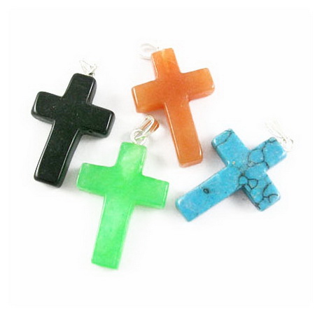 Natural stone Pendant  ASSORTED cross 25x17 ~ 18x5 ~ 7 mm