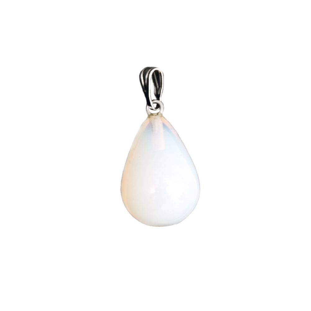 OPAL / Semi-precious Stone Drop-shaped Charm with Metal Hanging Bail / 20~23x12~13 mm, Hanging: 6x2.5 mm