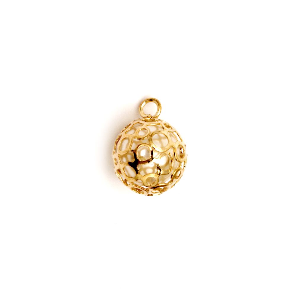 Метална висулка с перла 21 мм дупка 3 мм цвят злато