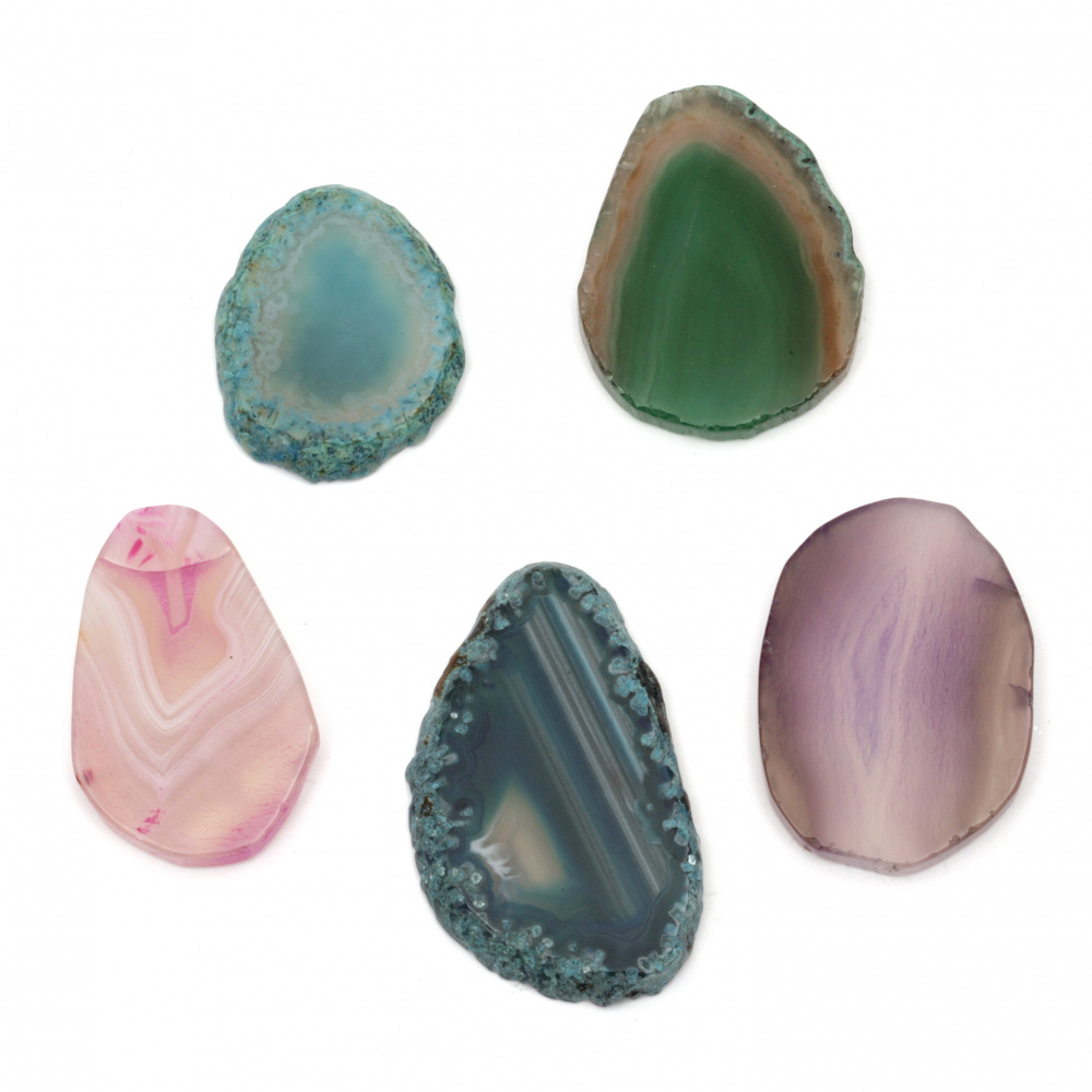 Natural stone Agate assorted shapes and colors 25 ~ 50x30 ~ 60 mm