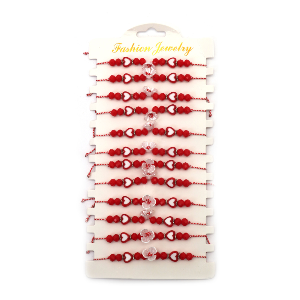 Brățară textilă Martisor cu mărgele acrilice - 12 bucăți