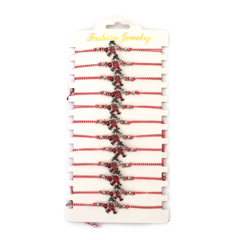 Brățară Martisor din șnur cu element metalic de coșar - 12 bucăți