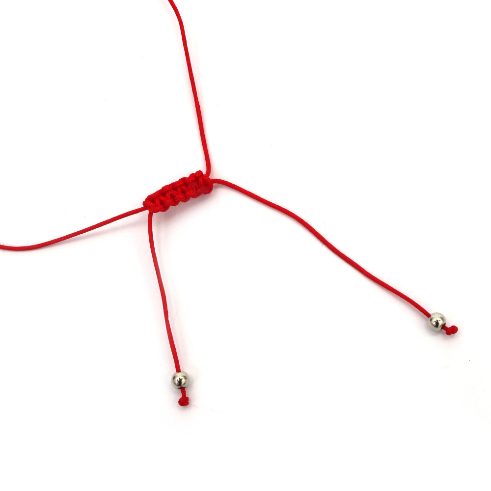 Brățară textilă Martisor  cu mărgele acrilice în formă de inimă - 12 bucăți