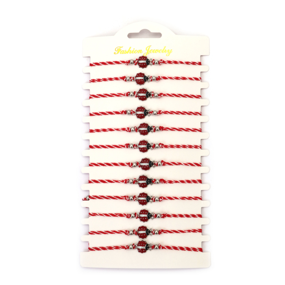 Brățară Martisor  cu element metalic cu buburuză - 12 piese