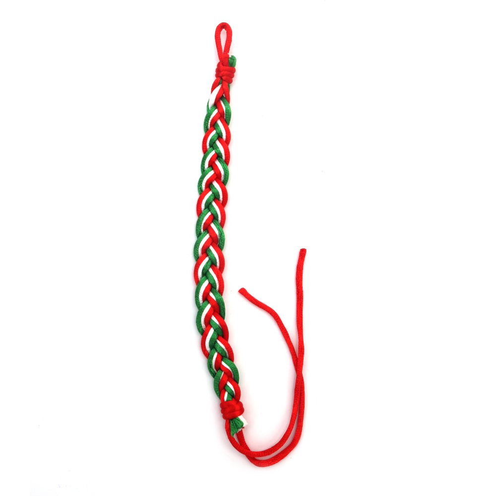 Brățări Mărțișor asortate din șnur de mătase, alb, verde și roșu – accesorii fine, festive și simbolice, set de 10