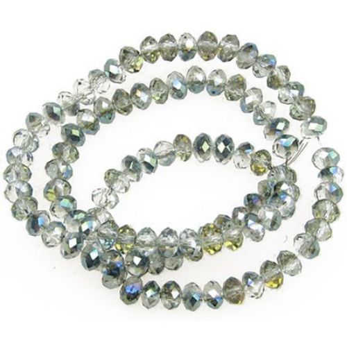 String Clear Partially Galvanized Glass Crystals / 4x3 mm / Hole: 1 mm / RAINBOW and Turquoise ~ 100 pieces