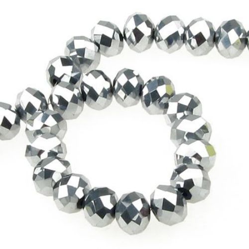 Leaded silver crystal beads strand, abacus-shaped glass for DIY home decor projects 12x8 mm hole 1 mm   ~ 72 pieces