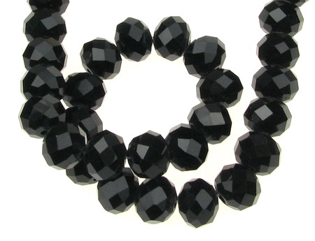 String of Crystal Beads, 14x10 mm, hole 1 mm, color black ~60 pieces
