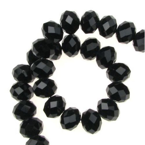 Painted crystal beads string for arts, jewelry making projects 15x12 mm hole 2 mm  black ~ 49 pieces