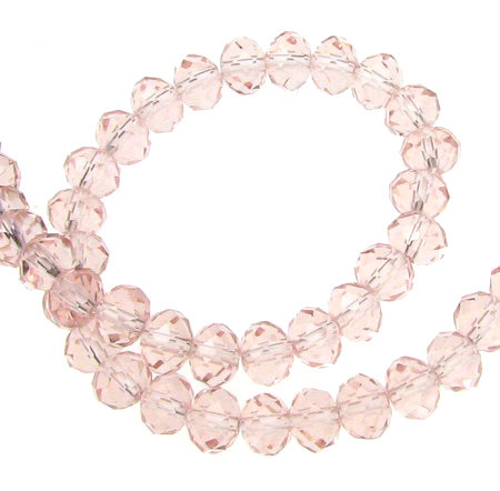 Transparent Glass Faceted Abacus Beads Strand / 6x4 mm, Hole: 1 mm / Light Rose ~88 pieces