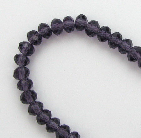 Transparent Faceted Abacus Crystals String / 6x4 mm, Hole: 1 mm / Violet ~88 pieces