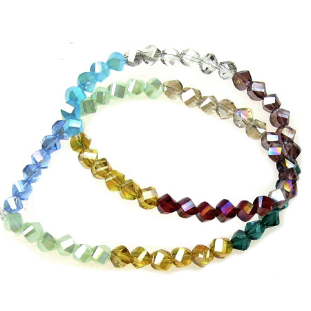 Galvanized Transparent Crystal Beads String / 4x4 mm, Hole: 1 mm / RAINBOW MIX ~ 72 pieces