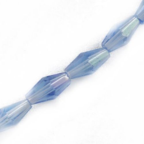 Glass Faceted Galvanized Bicone Beads / 8x4x4 mm, Hole: 1.5 mm / RAINBOW - Transparent Blue ~ 72 pieces