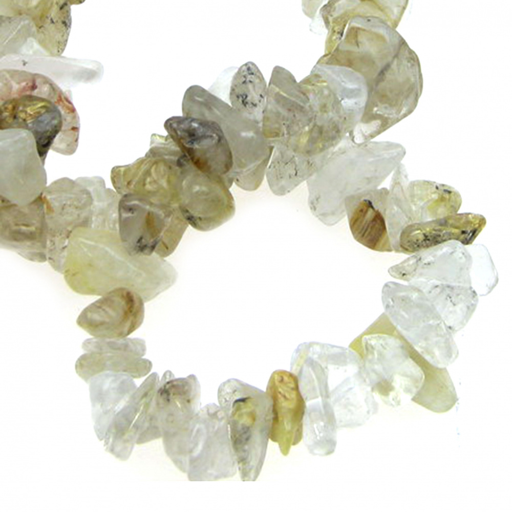 RUTILATED QUARTZ / VENUS HAIR Natural Gemstone Chip Beads 5-7 mm on a String, Length ~80 cm