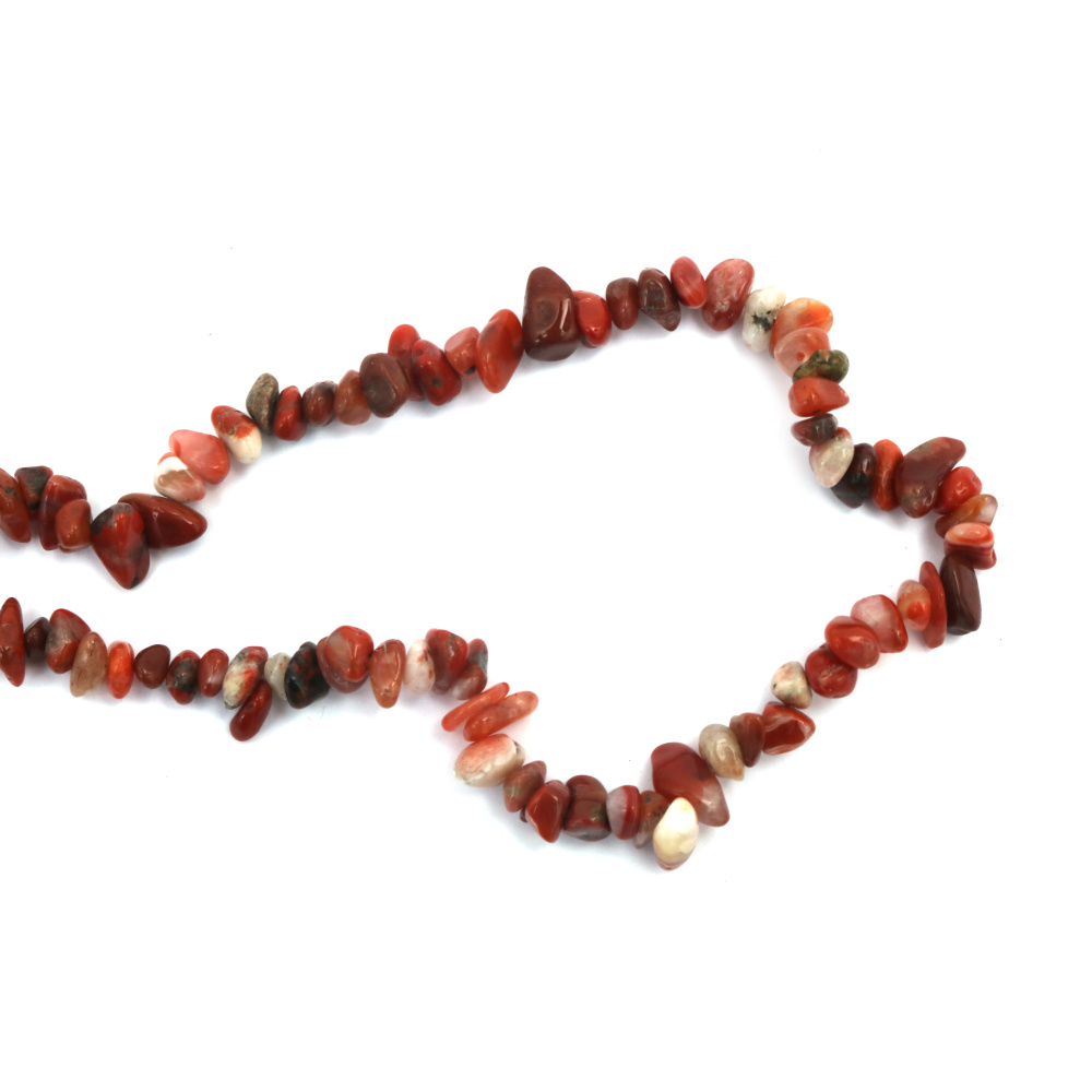 Brazilian Red Agate Strand, Grade A, Natural Stone Chips, 5-7mm, ~80cm