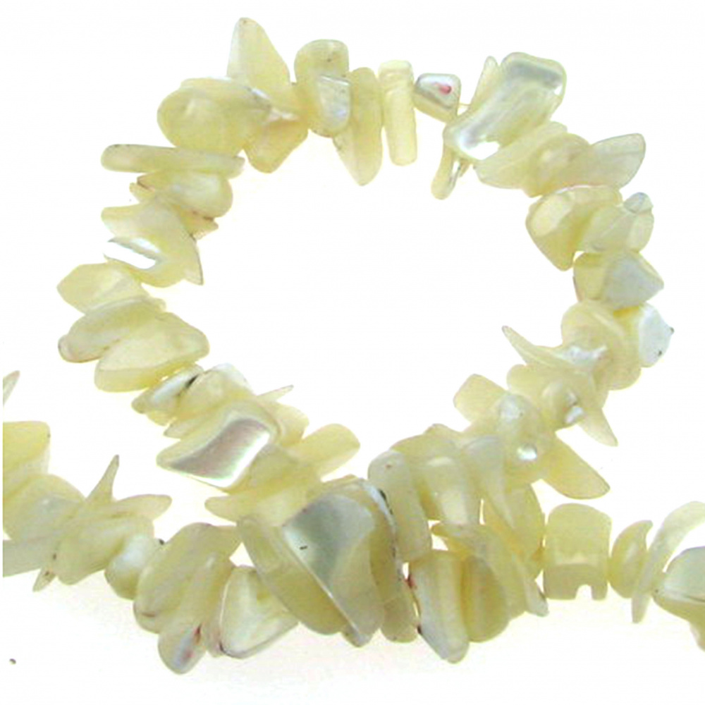 String of Semi-Precious Stone Chip Beads, 5-7 mm, Approximately 90 cm, Sedef color