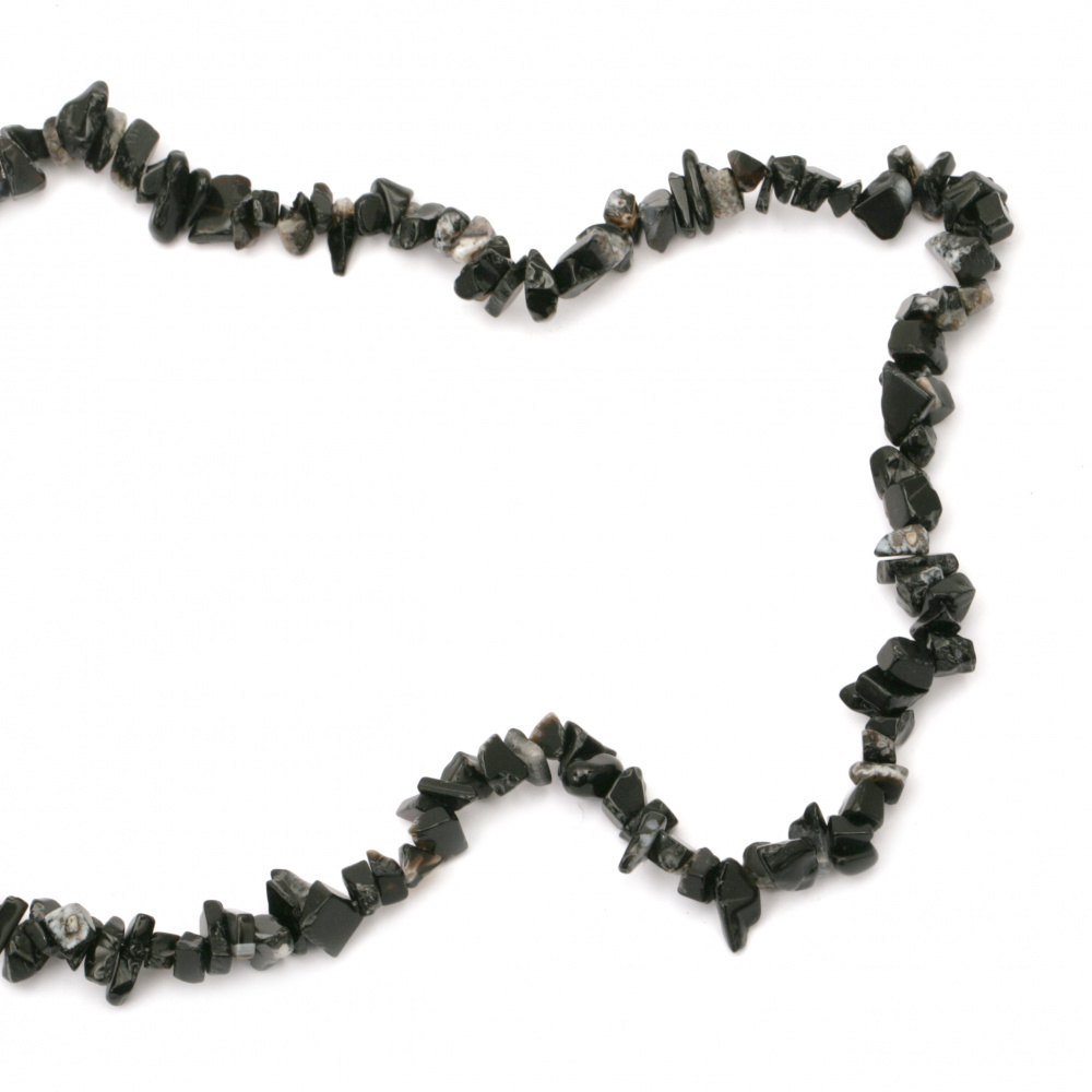 String natural stone OBSIDIAN chips 5-7 mm ~ 90 cm  mix