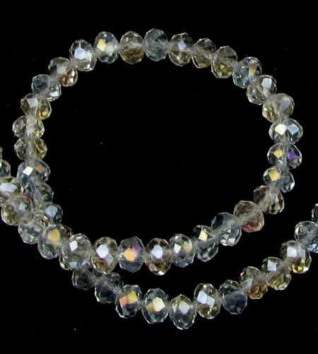String of Faceted Rainbow Crystal Beads for Decoration and Jewelry Making, 4x3 mm, Hole: 1 mm, transparent, ~125 pieces