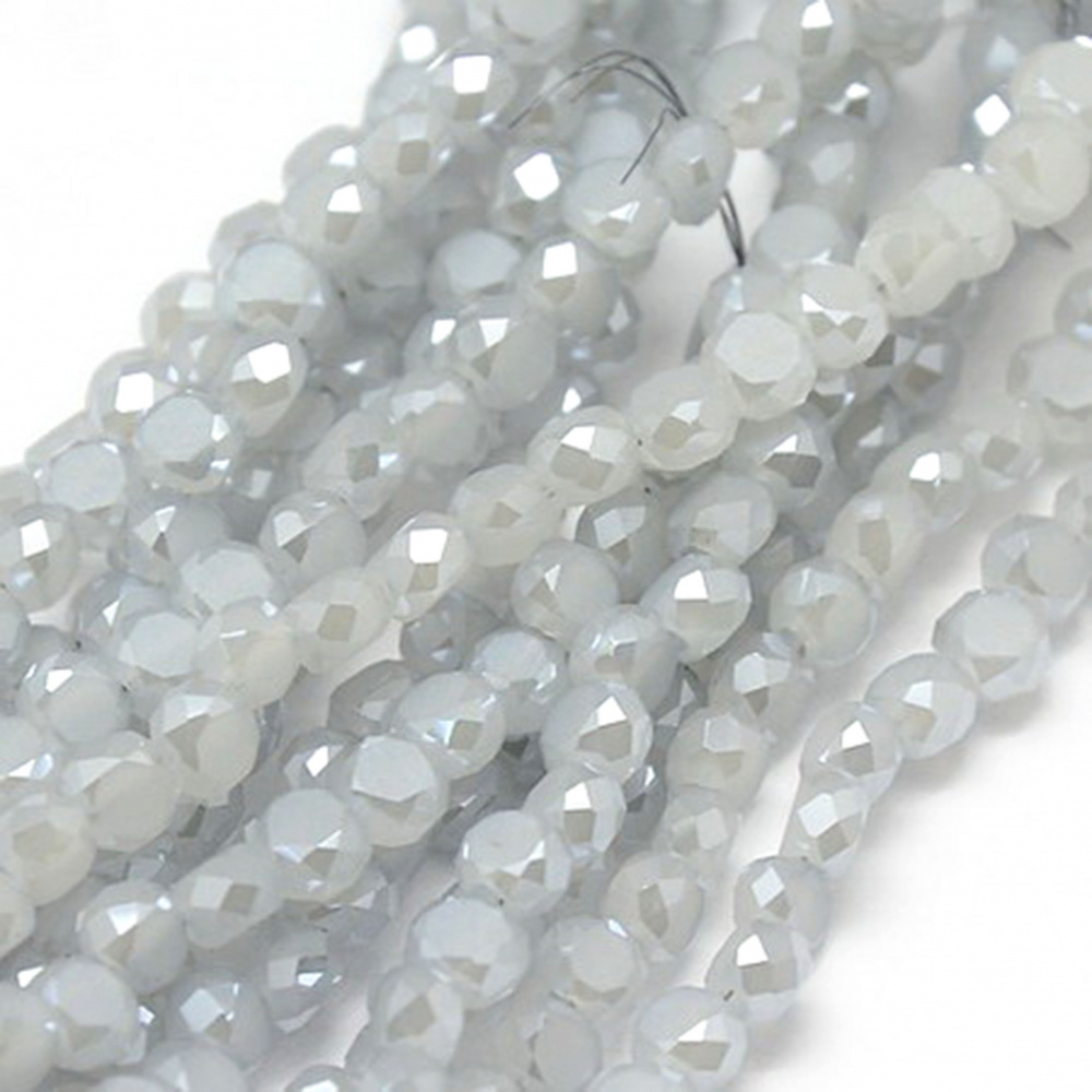 Glass Faceted Crystal Beads /  4x3 mm, Hole: 1 mm / Light Gray  ~ 99 pieces