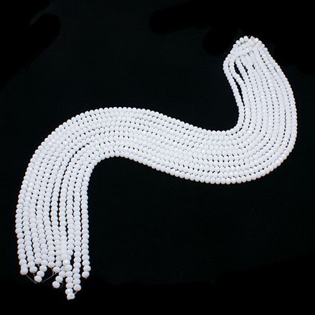 Opaque crystal glamorous  beads strand, washer shape for jewelry making and other DIY art projects 8x6 mm hole 1 mm white ~ 72 pieces