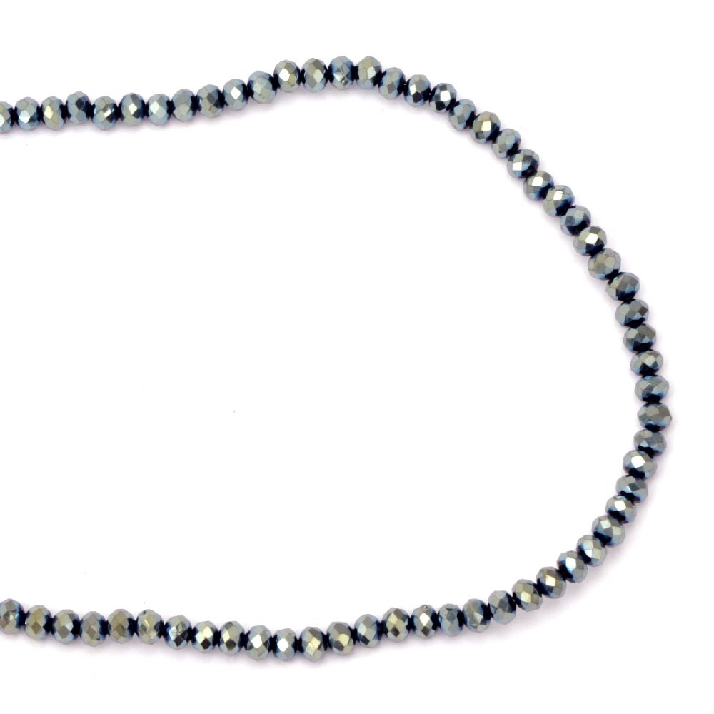 Crystal  beads, Strand, 4x3mm, hole 1mm, galvanized blue -150 pcs