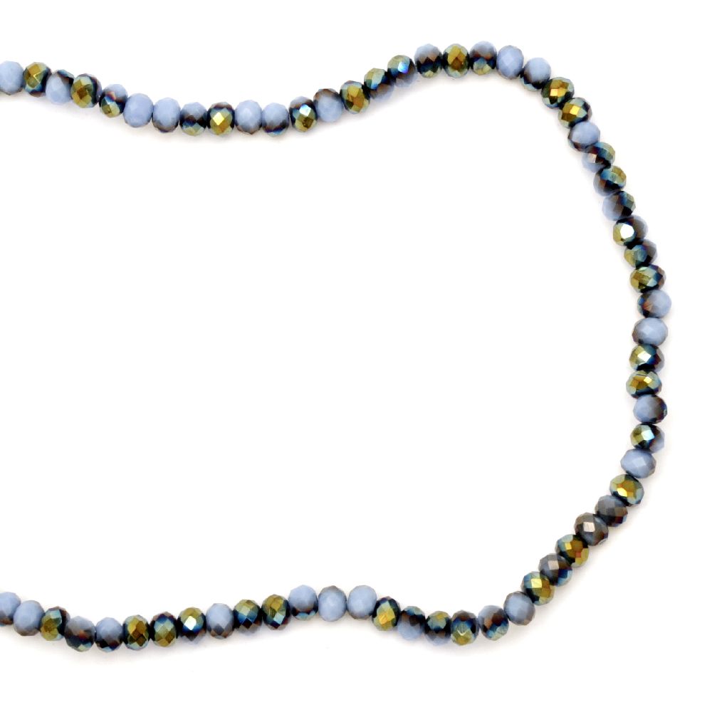 Crystal  beads, Strand, 4x3mm, hole 1mm, galvanized half light blue -150 pcs