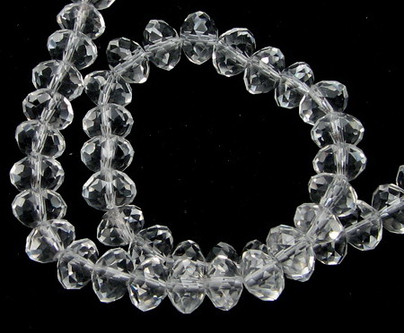 String Clear Glass Crystals for Handmade Fashion Findings / 8x6 mm, Hole: 1 mm ~68 pieces