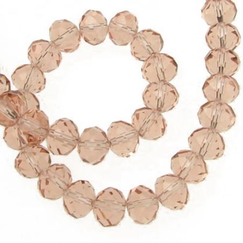 String Multi-walled Transparent Glass Beads / 8x6 mm, Hole: 1 mm / Pink ~ 72 pieces