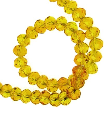 String of Glass Crystal Beads / 8x6 mm, Hole: 1 mm / Transparent Gold ~ 72 pieces