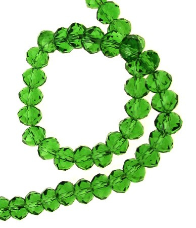 Colorful crystal beads strand for jewelry making, DIY fringes of beads 8x6 mm hole 1 mm transparent green ~68 pieces