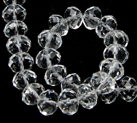 String Clear Glass Crystals for Jewelry Accessories / 12x8 mm,  Hole: 1 mm ~ 72 pieces