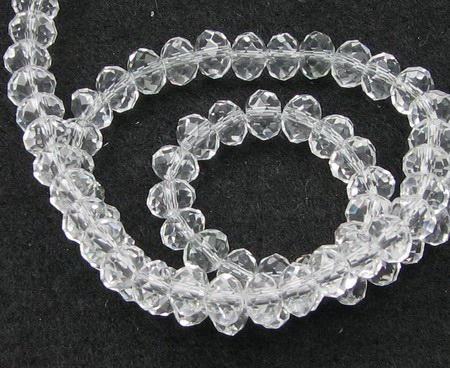 Clear Glass Faceted Beads for Handmade Accessories / 6x4 mm, Hole: 1 mm ~88 pieces