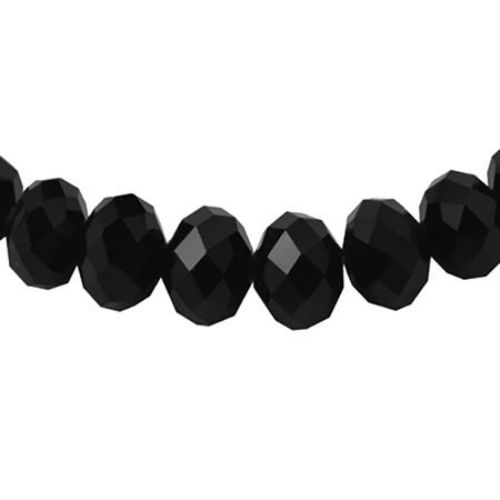 Shining Faceted Glass Crystals for Elegant Jewelry Art / 8x6 mm, Hole: 1 mm / Black ~ 72 pieces