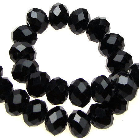 Spectacular crystal beads, faceted for DIY necklaces, bracelets and garment accessories 10x7 mm hole 1 mm black ~ 68 pieces
