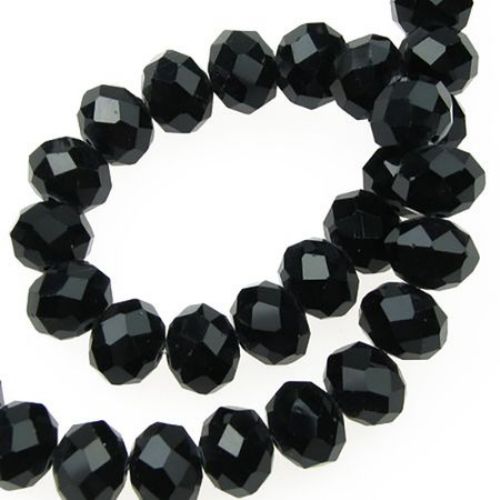 Shimmering faceted crystal beads strand clothes accessories and other crafts accessory 12x8 mm hole 1 mm black ~ 72 pieces