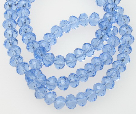 Delicate and Stylish Glass Crystals / 6x4 mm, Hole: 1 mm / Transparent Light Blue ~88 pieces