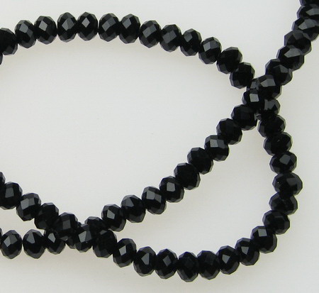 String of Elegant Glass Beads with Abacus Shape, 4.5x3.5 mm, Hole: 1 mm / Black ~ 150 pieces