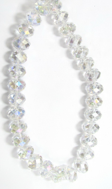 String crystal beads, 16x12 mm, hole 1 mm, RAINBOW transparent ~48 piece