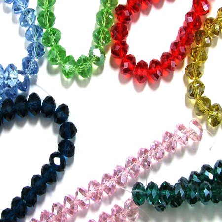 String Transparent Glass Abacus Crystals / 10x7 mm, Hole: 1 mm / ASSORTED ~ 72 pieces