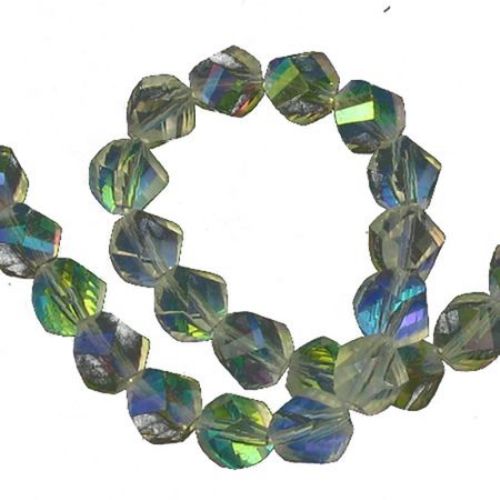 Transparent crystal beads string for jewelry making, DIY fringes of beads 10mm, hole 1mm electroplated  rainbow - 72 pieces