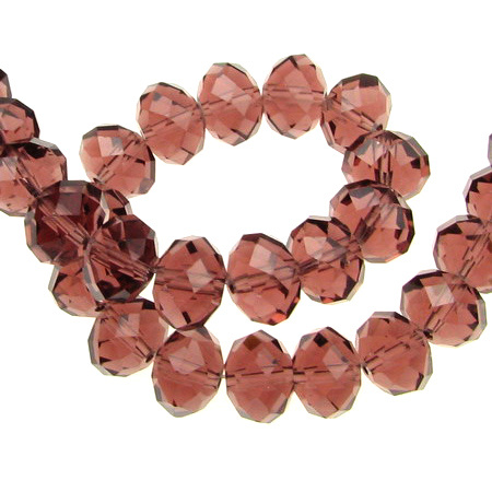 Faceted crystal glass beads strand for jewelry making, DIY fringes of beads 12x8 mm hole 1 mm transparent garnet color ~ 72 pieces