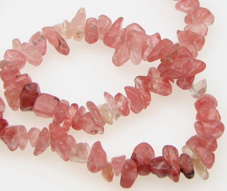 CHERRY QUARTZ / String of Natural Stone Chip Beads / 8 - 12 mm ~ 90 cm 