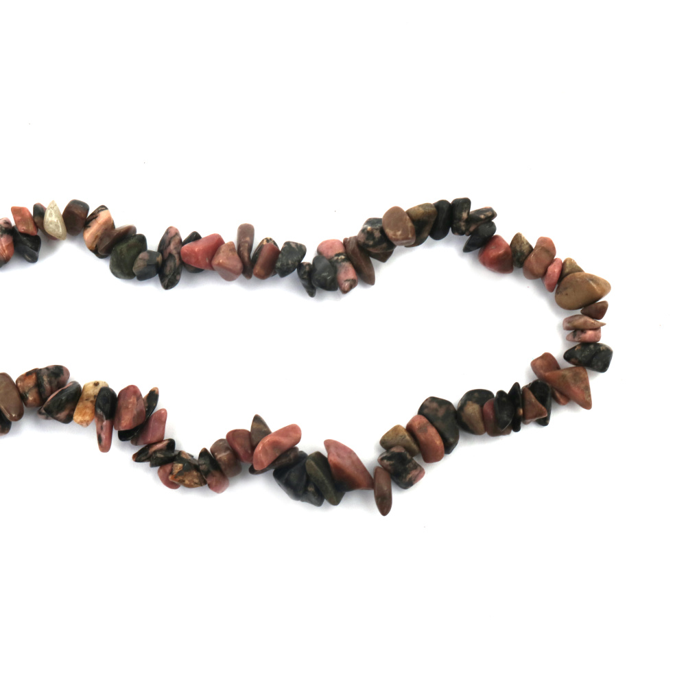 Strand of BLACK LACE RHODONITE Grade A Natural Gemstone Chip Beads, 5-7 mm, Length ~80 cm