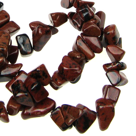 Наниз полускъпоценни камъни чипс 5-7 мм ~90 см ОБСИДИАН махагонов