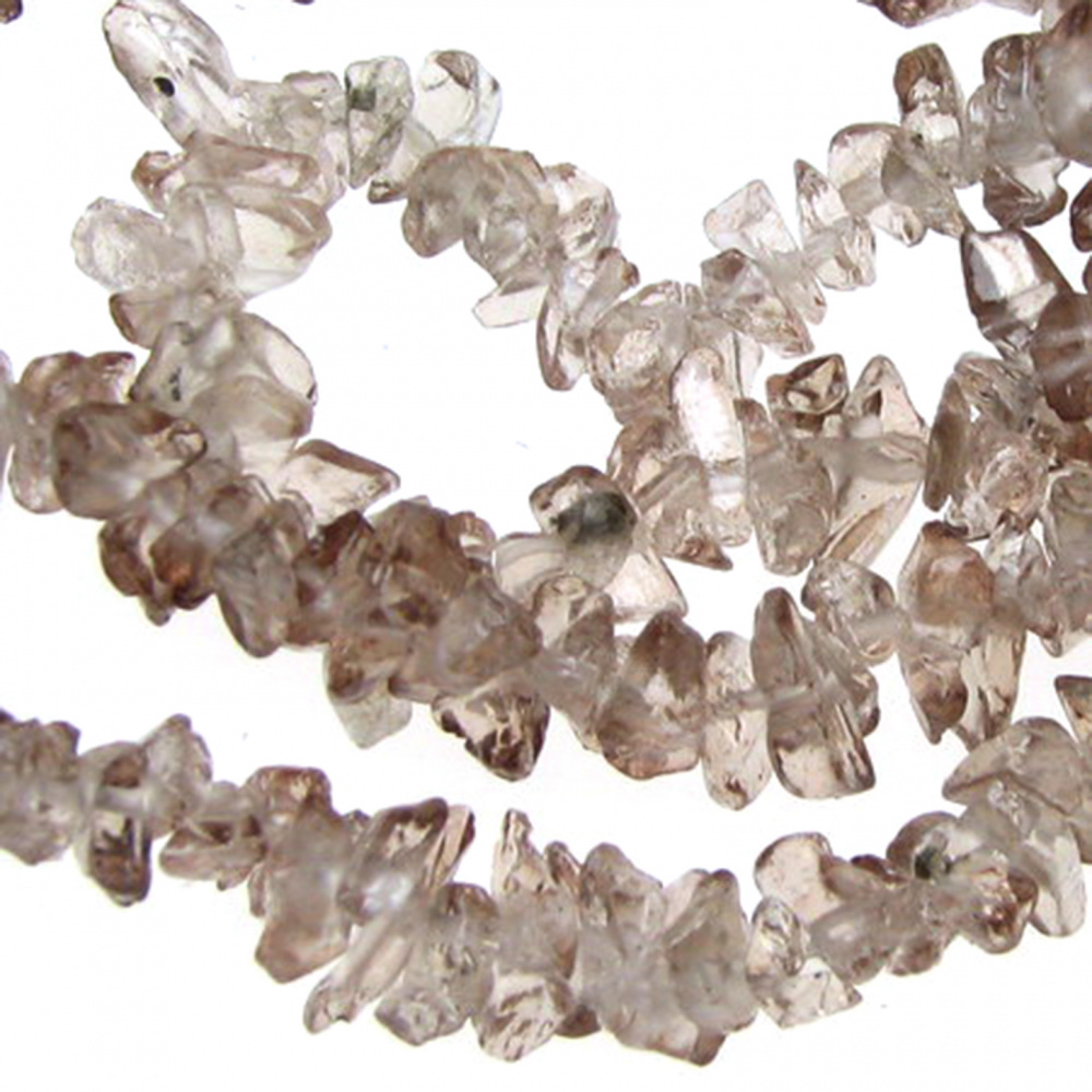 Glass Imitation Gemstone Chip Beads Strand 5-7mm ~ 90cm Light Brown