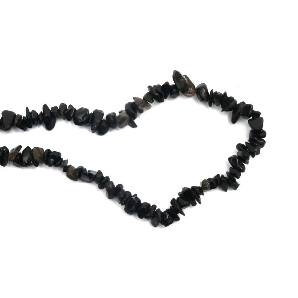 OBSIDIAN Grade A Strand Semi-precious Gemstone Chip Beads 5-7 mm, Length ~90 cm