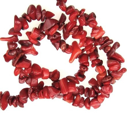 CORAL Chip Beads Strand, Red 5-7 mm ~ 90 cm 
