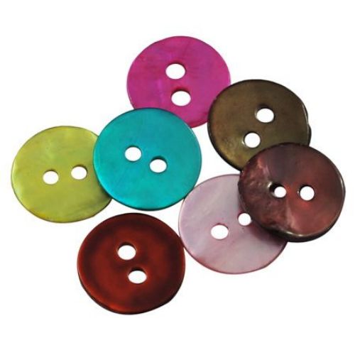 Mother-of-Pearl Button, Assorted Colors 1x10 mm - 20 pieces