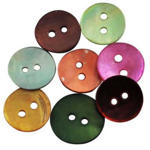 Mother-of-Pearl Button, Assorted Colors 1x13 mm - 10 pieces